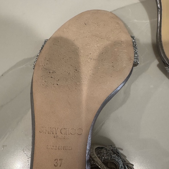 Jimmy Choo Silver Sparkle Sandals for Evening Elegance - Picture 3 of 6